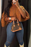 ChocoMist Tops Knot Design Solid Rib-Knit
