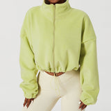 Coat Olympic Grain Velvet Autumn And Winter Collar Loose Pumping Rope Zipper Sweater Fashion Hot Girl Dress