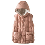 Autumn And Winter Light Down Vest Women Fashion Short Hooded Down Jacket Clip Show Thin Warm Coat Tide-Outfit