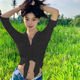 Toloer Wear With Sweet And Spicy Wind Minimalist Long Sleeve Pure Desire Top Trend Street Kink Casual Versatile Shirt Girl-Outfit