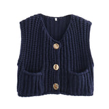 2024 Autumn And Winter New Women's Street Fashion 11 Color Thick Needle Vest W063 6001-Outfit