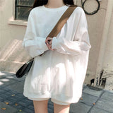 Toloer New Autumn Korean Version Loose Large Size Pure Color Thin Long-Sleeved Hoodie Women's Students On Clothes
