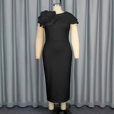 Banquet Evening Dress Round Collar Sleeveless Styling Floral Dress Party