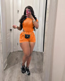 Toloer New Women's Casual Wash Jumpsuit Shorts Suit-Outfit