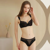 Lace Sexy Lingerie Set Large-Size Transparent Bra Large Bra Small Side Non-Slip Lady Bra