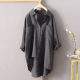 Toloer Casual Wind Pure Color Shirt Autumn Versatile New Women's Cardigan Double Pocket Long Sleeve Women's