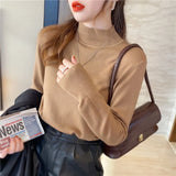 Milk Sweater Women Wear Semi-High Collar Knitted Bottomed Sweater In Autumn And Winter, A New 2023 Soft Top Inside-Outfit