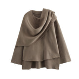 New Women's Dress With Asymmetrical Scarf Short Knitted