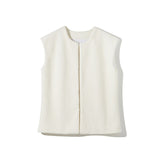 WOTWOY Autumn Winter Lamb Wool Vests Coat Women Thicken Warm Waistcoat Female Outwear Sleeveless Jackets White Chic Tops