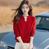Toloer Women's Clothing Chinese Style Bottom Shirt Women 2025 New Autumn And Winter Dragon Year Life Year Clothes Large Red