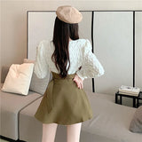 Toloer One Piece Type Button High Waist Show Thin Half Skirt Female Design Sense Small Temperament Small Waist A Word Skirt-Outfit