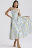New Summer Sling Dress Fashion Print Hanging Neck Lace