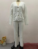 Autumn New Fashion Pure Color Loose Knitted Shirt Top Two Sets Of