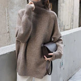 Cashmere Sweater Woman Fashion Loose Thick Warm Pullover Tops 2021 Winter Solid Jumper Female Knitted Wool
