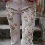 Women's Jeans Women's Trousers Color Flowers 3D Three-Dimensional Printed