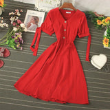 Single Breasted Women Vintage Dress Summer Short Puff Sleeve A-line Vestidos Casual Sexy V-neck Purple/White Dresses