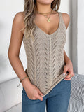 Shooting 2025 Spring And Summer Solid Color V-Neck Hollow Sleeveless Knitted Shirt Holiday Vest Women's