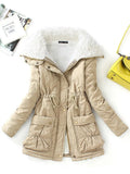 VAREY LIN New Winter Cotton Coat Women Casual Slim Snow Outwear Medium-long Wadded Jacket Thick Cotton Padded Warm