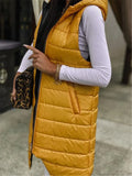 Sleeveless Puffer Jacket Women Hooded Cotton Padded Waistcoat Casual Streetwear Zipper Pocket Jacket Fashion Long Quilted