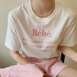 Toloer Korean Chic Summer New Embroidery Stereo Letter Casual Simple Age Reduction Round Collar Short Sleeve Versatile T-Shirt-Outfit