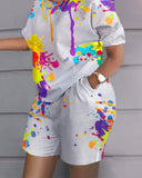 Independent Station Spring And Summer Fashion Positioning Printing Short-Sleeved 2-Piece Set Of Women-Outfit