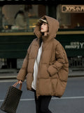 Down Jacket Women In The Long 2024 Winter Fashion Retro Design Sense Corduroy Splicing Warm Plus Size Coat Tide-Outfit