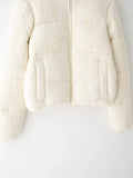 Cabel Knit Puffer Crop Jacket-Outfit