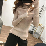 2022 Autumn Candy Colors Tops Slim Women Pullover Knitted Sweater Jumper Soft Warm Jumper Basic Turtleneck Women