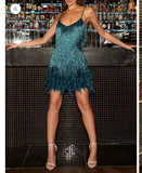 Lysing Shiny Birthday Party Feather Splicing Dress Dress