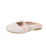 Toloer Half Slippers Female Spring Outside Wear 2024 Fairy With Skirt French Half Support Single Shoes Pregnant Women Flat Muller Cool Drag-Outfit