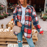 2022 Autumn Plaid Jacket Women Oversized Checkered Shirt Jacket Casual Long Sleeved Coat Blouse Loose Jacket For Women