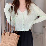 Silk Sunscreen Dress In Summer, Women Wear A Knitted Cardigan With A Small Shawl Net Blouse And A Short Coat.-Outfit