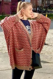 Spring Button V-neck Fashion Casual Loose Fake Pocket Cardigan