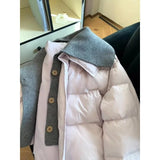 Korean Version Of Fragrant Taro Quilted Knitted Collar Splicing Cotton Suit Super Good-Looking Coat Warm Cotton Clothes New Cotton