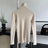Women's Turtleneck Solid Bottomed Knit Shirt 2022 Autumn Winter Korean Style Simple 8-color