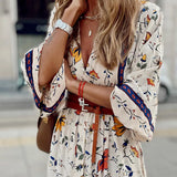 Toloer Spot Fashion Women's Wear 2024 Autumn / Winter Fashion Print Bohemian Long Dress-Outfit