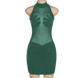 INS 2024 Summer New Women's Fashion Round-Neck Sleeveless Sexy Perspective Fit-Up