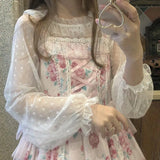 Women Design Blusas Sweet See-through Lolita New Thin Korean Fashion Summer 2021 Hollow Out Slim Harajuku Teens Pure