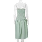 Green Elastic Ruched Midi Dress-Outfit