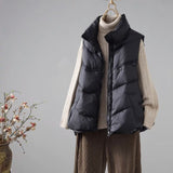 The New 2024 Down Jacket Vest Female Thin Fashion Large Size White Duck Down Horse Clip Warm Collar Coat Tide-Outfit
