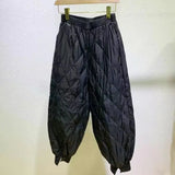 2022 Women Winter Warm Pants Thicken Elastic High Waist Long Harem Pants Windproof Big Pockets Casual Cotton Pad