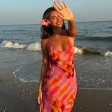 Flower Printed Strap Beach Maxi Dress-Outfit