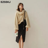 Autumn Winter oversize thick Sweater pullovers Women 2021 loose cashmere turtleneck big size Sweater Pullover for women