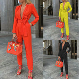 Toloer 002 Spot In 2024 Fall Women's Sexy Fashion Solid Color Straps Deep V Casual Jumpsuit-Outfit