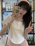 Toloer T-Shirt Female 2024 Summer New Korean Version Casual Show Thin Inside The Students Slim High Waist Student Jacket