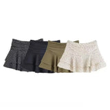 Homemade New Women's Oceanic Folding Laminated Mid-Rise Skirt