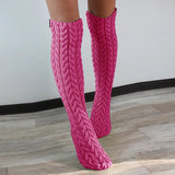 Toloer Twist In The Tube Knitting Pile Pile Socks Women's Solid Color Knit Wool Socks 2299-Outfit