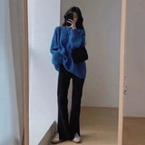 Lazy Blue Sweater Women's Autumn And Winter 2025 New Explosion Thick Cloth With Knitted Bottom