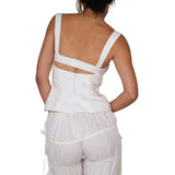 Front Slit Tie-Up Bustier Top-Outfit