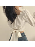 Blouse French Elegant Sweet Jumper 2023 New Korean Cute Age Reduction Retro Bow Top Fashion Trend Versatile Female Wear-Outfit